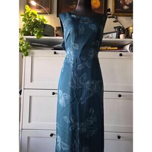 Vintage Norton McNaughton Petite Teal Floral Maxi Dress 🌿💙
